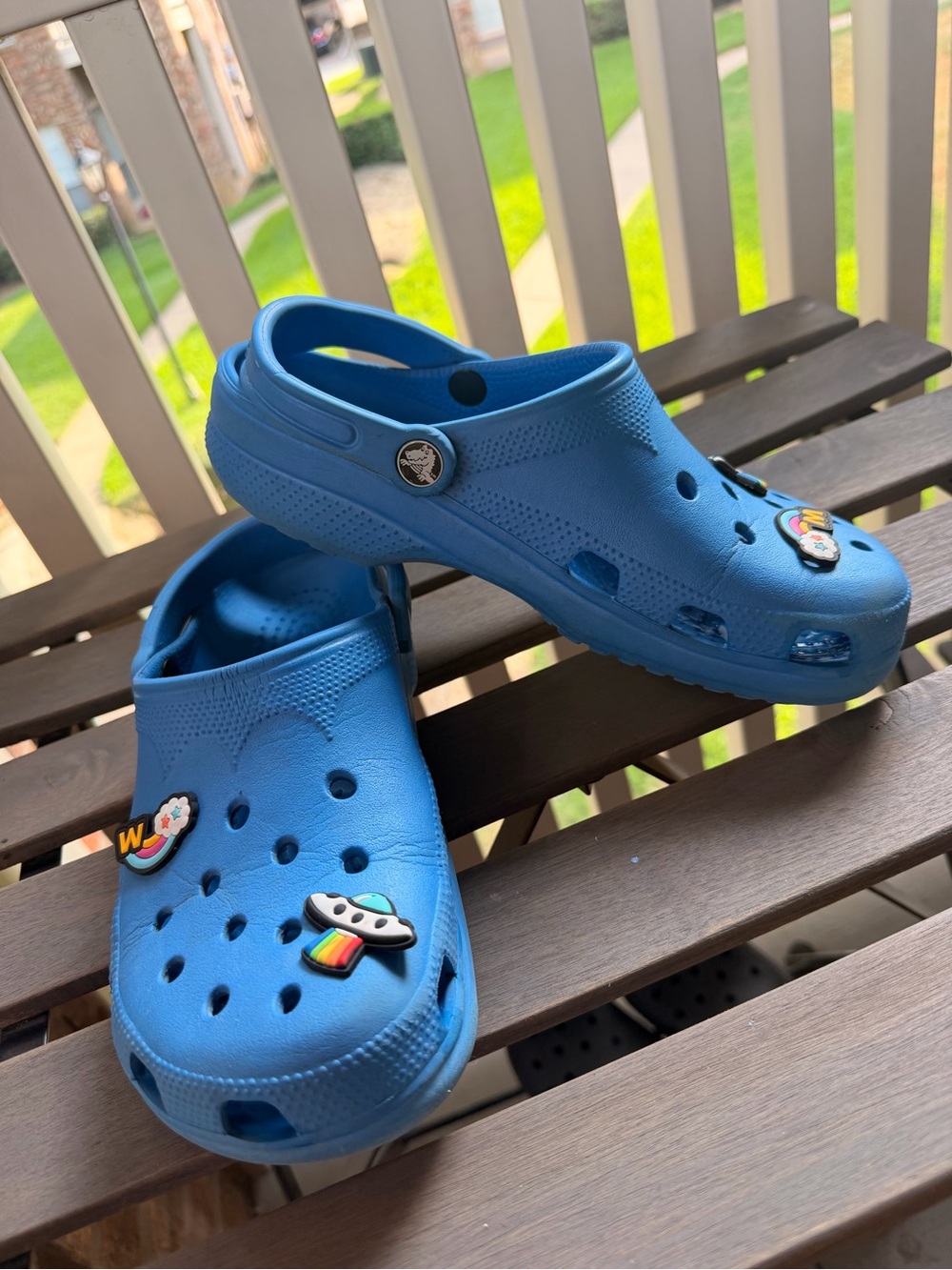 CROCS Kids Blue Foam Clogs with Fun Jibbitz Charms